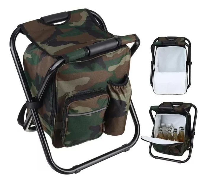 Cadeira Mochila Banqueta Bolsa Semi Térmica Portátil para Camping e Pesca