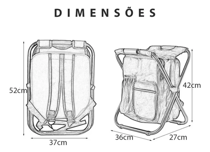 Cadeira Mochila Banqueta Bolsa Semi Térmica Portátil para Camping e Pesca - Imagem 12