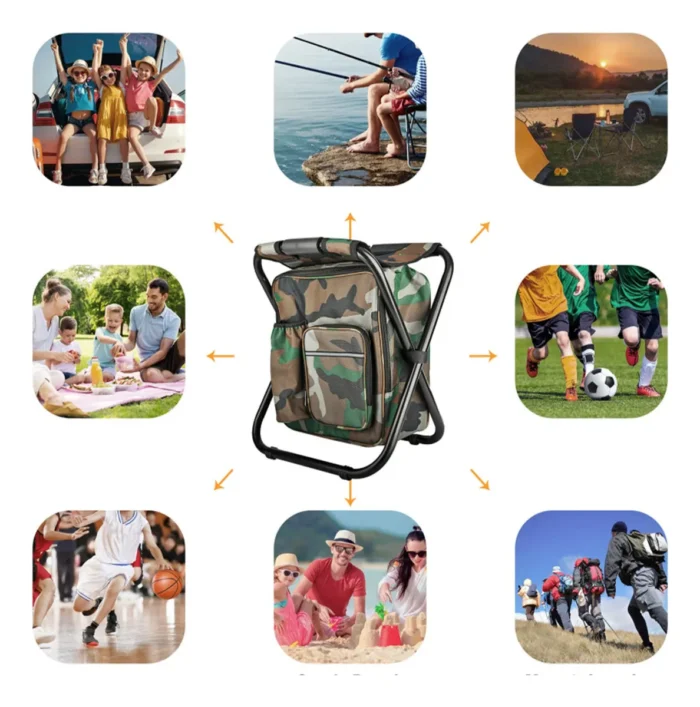 Cadeira Mochila Banqueta Bolsa Semi Térmica Portátil para Camping e Pesca - Imagem 6