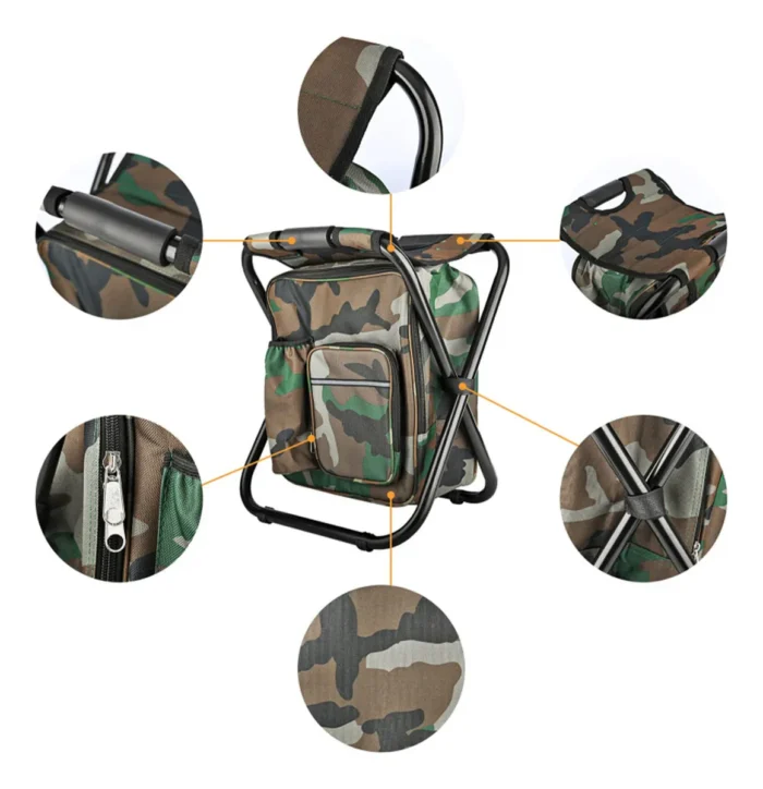 Cadeira Mochila Banqueta Bolsa Semi Térmica Portátil para Camping e Pesca - Imagem 5