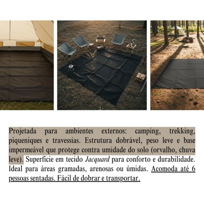 Manta Impermeável para Camping 135x135cm – Conforto e Proteção para Até 6 Pessoas - Imagem 2