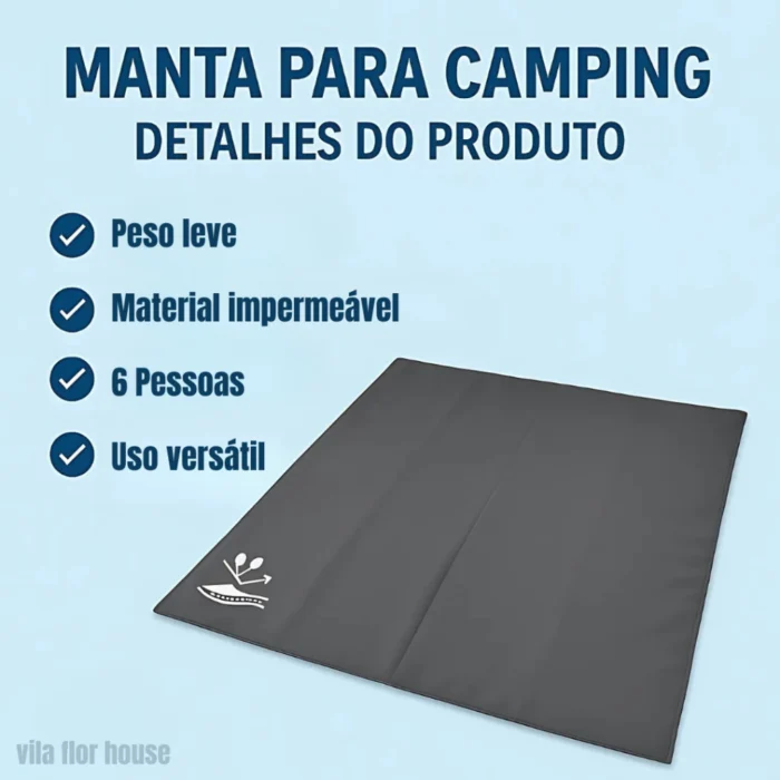 Manta Impermeável para Camping 135x135cm – Conforto e Proteção para Até 6 Pessoas - Imagem 6
