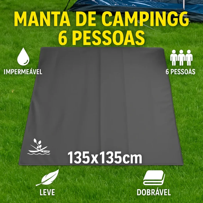 Manta Impermeável para Camping 135x135cm – Conforto e Proteção para Até 6 Pessoas - Imagem 7